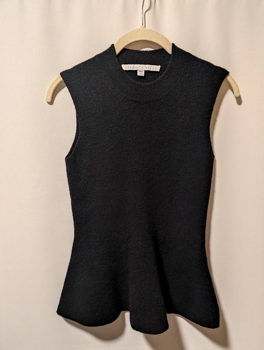 Veronica Beard 100% Cashmere Black Sleeveless Peplum Sweater Tank Top Size XS - Picture 2 of 9